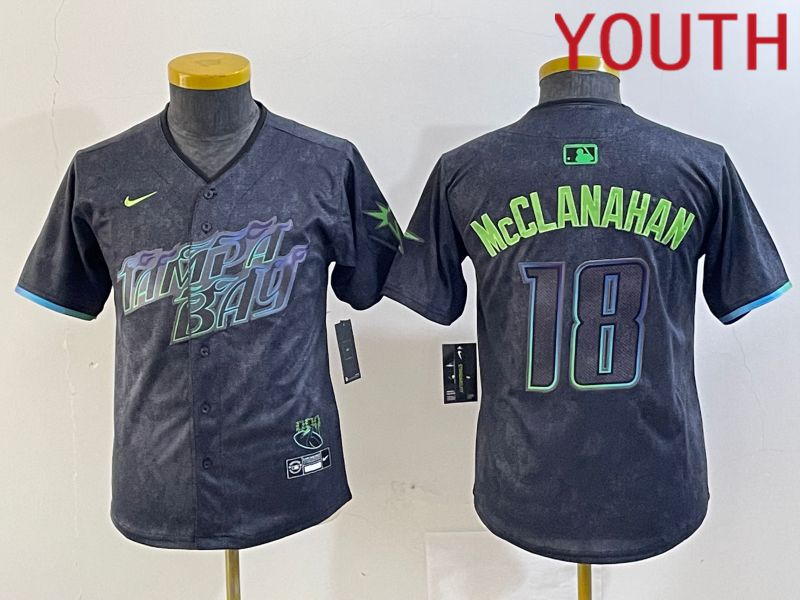 Youth Tampa Bay Rays 18 Mcclanahan Nike MLB Limited City Connect Black 2024 Jersey style 1